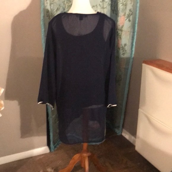 Navy and White Swimsuit Cover-up - Picture 3 of 5